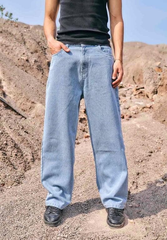 REGULAR BLUE WIDE LEG STRAIGHT JEANS