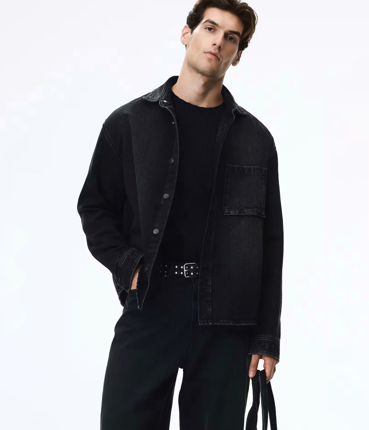 Baggy Fit Stacked Jeans – Solid Black
