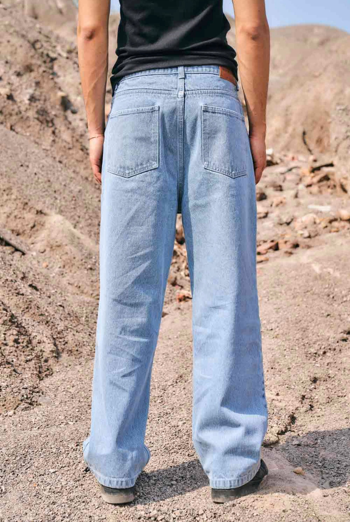 REGULAR BLUE WIDE LEG STRAIGHT JEANS