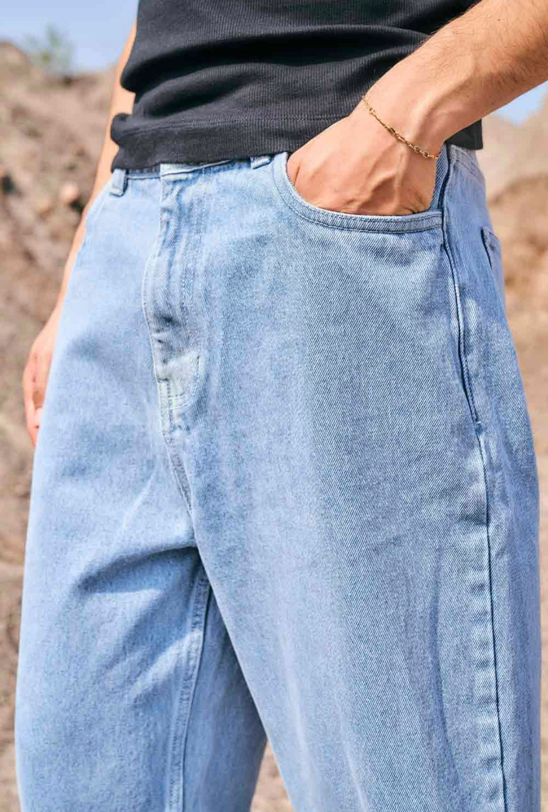 REGULAR BLUE WIDE LEG STRAIGHT JEANS