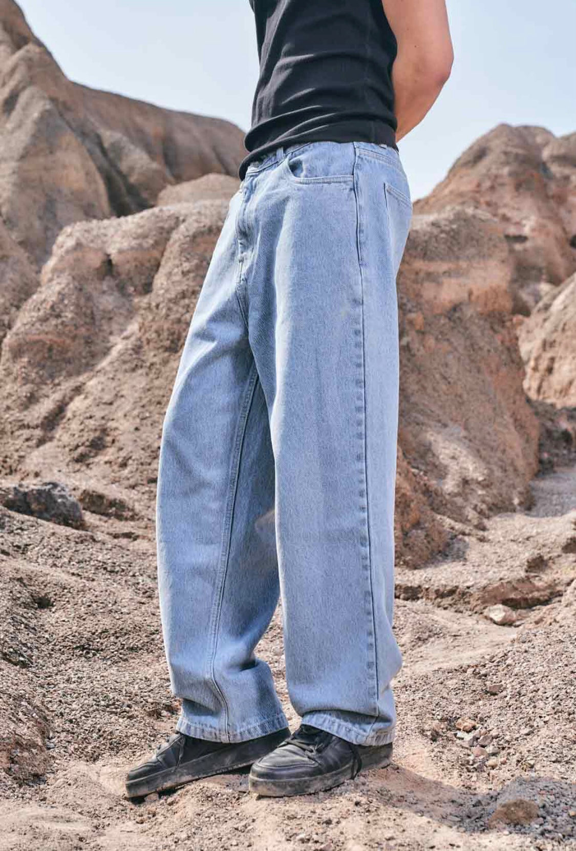 REGULAR BLUE WIDE LEG STRAIGHT JEANS